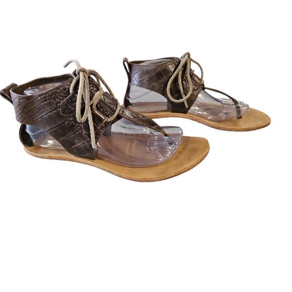Sorel Shoes - Sorel Brown Leather Summer Lace-up Thong Sandals Women's Sz 9
